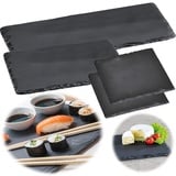 LS-LebenStil Schieferplatte 38x13cm Schwarz Servierplatte Schieferteller Tischset Sushi Deko Tablett