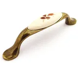 SO-TECH® Möbelgriff Porzellangriff VENUS Messing Antik / Cremefarbig BA 96 mm, Griff Schrankgriff Schubladengriff - incl. Schrauben