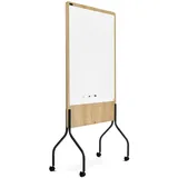 Rocada Mobiles Whiteboard mit Rollen, Holzrahem und schwarze Füsse, Tafel auf swei seiten, 100x192x46 cm - Weiß