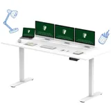 FLEXISPOT Höhenverstellbarer Schreibtisch 180x80cm-mit 2 starken Motoren-Stabiler Schreibtisch Höhenverstellbar Elektrisch-mit Memory-Funktion weiß - Weiß