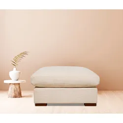 Polsterhocker HOME AFFAIRE "Coray", beige (sand), B:92cm H:47cm T:92cm, 100% Polyester, Hocker, mit Federn und Daunen