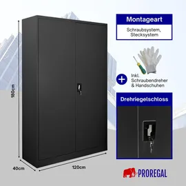 Proregal Elephant Aktenschrank 180 x 120 x 40 cm schwarz