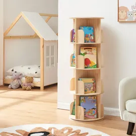 [en.casa] Drehbares Bücherregal 125 x 44 x 44 cm Beige