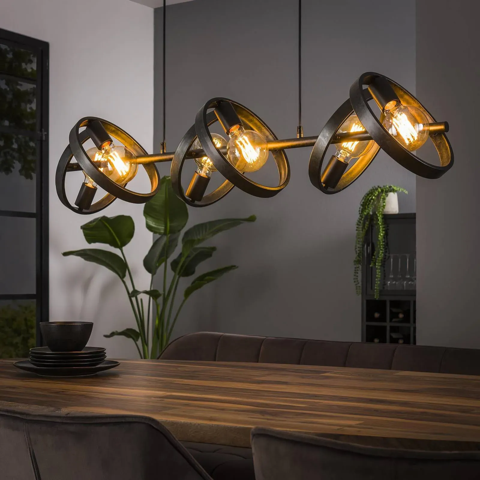 Zijlstra Hängelampe Ringelbach, dimmbar, schwarz, für Wohn- / Esszimmer, Metall, Modern, Pendelleuchte - 120 cm - 26 cm - 150 cm