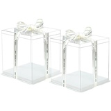 2PCS Transparente Tortenschachtel Kuchenbehälter Dessert Cake Box Kunststoff Doppelschicht Tortentransportbox Geschenk kuchenbox Geschenkbox (10 inch)