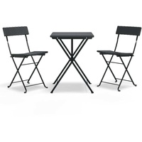 vidaXL 3-tlg. Bistro-Set Klappbar Schwarz Poly Rattan