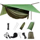 Ovyuzhen Outdoor Hängematte mit Moskitonetz und Regenfliege Schnell Trocknende Fallschirm Nylon Camping Hängematte Zelte für Camping Rucksackreisen Wandern