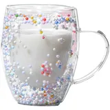 Doppelwandige Kaffeegläser, Klar Doppelwandige Gläser Latte Macchiato Gläser Mit Henkels Doppelwandige Glasbecher Tasse Mit Trockenen Blumen Doppelglas Kaffeegläser Blumentasse