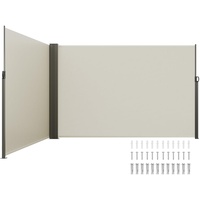 Vevor Seitenmarkise 200 x 600 cm Seitenwandmarkise aus 180 g/m2 Polyestergewebe mit PU-Beschichtung Markise einziehbarer Griff mit Federmechanismus Sichtschutz Blickschutz für Balkone Innenhöfe Beige