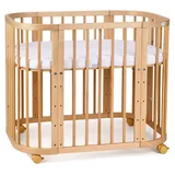 Waldin Babybett 5in1, Beistellbett aus Holz, Matratze, Belüftet