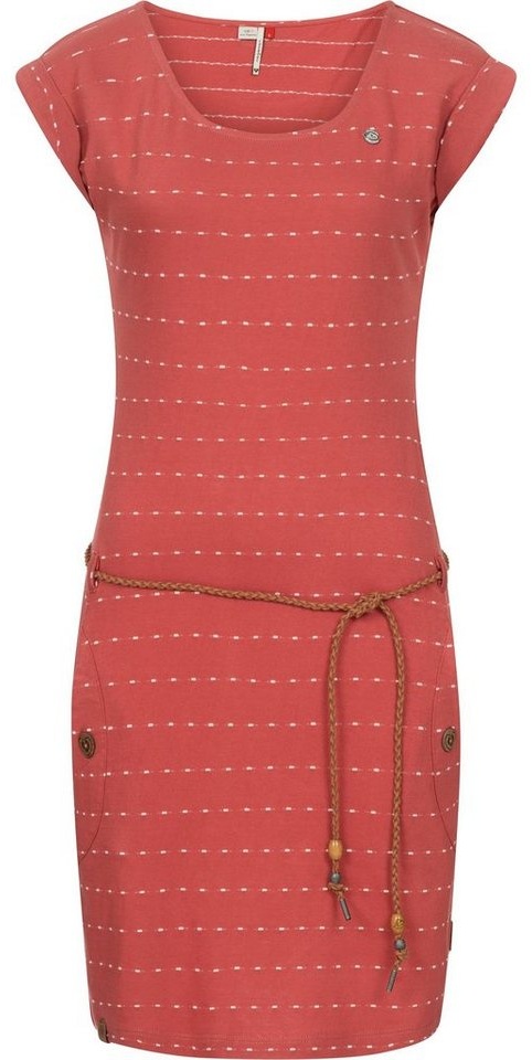 Ragwear Sommerkleid Tag Stripes Intl. leichtes Jersey Kleid mit Streifen-Muster rosa XL (42)