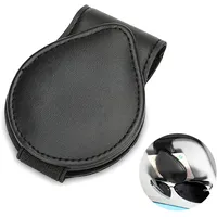 CiciIng Brillenhalter für Auto Sonnenblende, Universal Leder Auto Sonnenbrillen Halter, Magnetische Auto Visier Brillenhalter für Brillen Sonnenbrillen Karten (Schwarz)