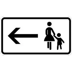 Zusatzschild 1000-12, 330x600mm Fußgänger links halten RAL-Gütezeichen Folie RA1