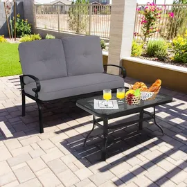 Costway Gartenbank 113 x 63 x 38 cm Grau