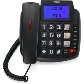 Brondi Bravo 90 LCD Schwarz Telefon Befestigt Mit Freisprechen und Großen Tasten