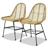 vidaXL Esszimmerstühle 2 STK., Esszimmerstuhl mit Rückenlehne, Stuhl für Esszimmer Küche, Rattanstuhl Korbstuhl Essstuhl Küchenstuhl, Kolonialstil, Natur Rattan