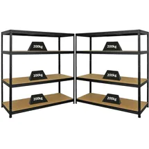 Proregal Schwerlastregal Stahl 160x150x60cm schwarz 4 Ebenen