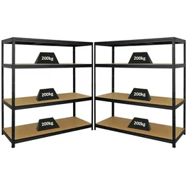 Proregal Schwerlastregal Stahl 160x150x60cm schwarz 4 Ebenen