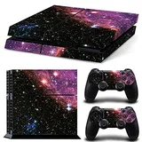 DOTBUY PS4 Skin Aufkleber Sticker Design Folie schützende Haut Schale für Sony Playstation 4 Konsole und 2 Dualshock Controller (Dark Pink Galaxy)