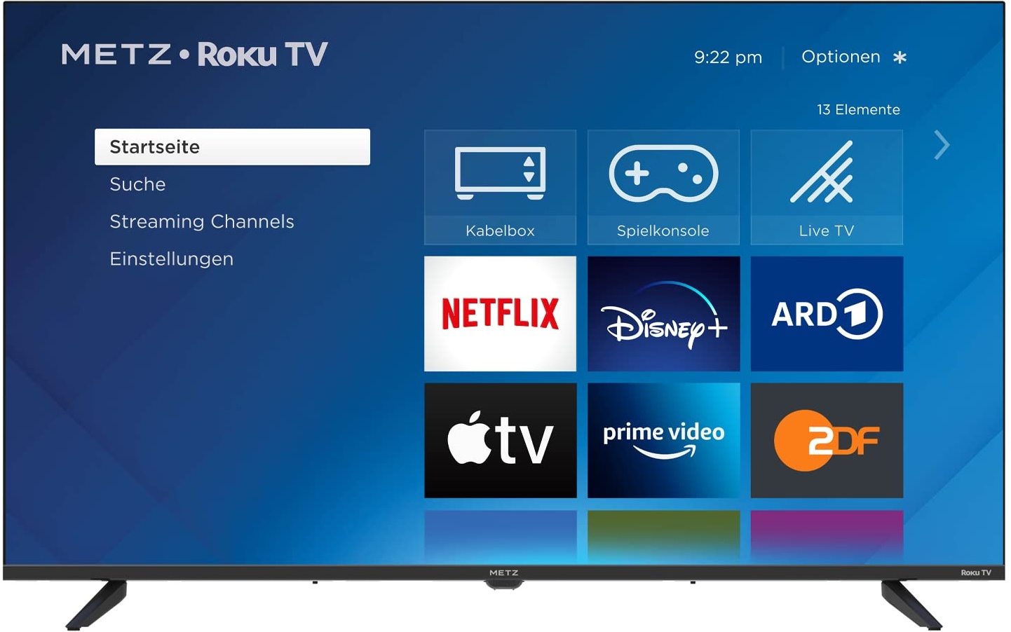 METZ Blue Roku TV, 4K UHD Smart TV, 50 Zoll, 126 cm, Fernseher mit Triple Tuner, TV mit WLAN, LAN, HDMI, USB, HDTV, 50MUD6011Z
