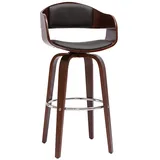 miliboo Design-Barhocker drehbar schwarz und dunkles Holz H 67 cm GAO