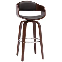 miliboo Design-Barhocker drehbar schwarz und dunkles Holz H 67 cm GAO