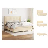 vidaXL Boxspringbett mit Matratze Creme 160x200 cm Stoff