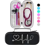 BOVKE Stethoskop Fall für 3M Littmann Classic III, Lightweight II S.E, MDF Acoustica Leichtes Stethoskop, zusätzlicher Raum für medizinische Bandage Schere EMT Trauma Schere und LED Penlights, schwarz