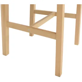 Mendler Esszimmer-Set HWC-F77, Sitzgruppe Esszimmergruppe, Massiv-Holz Kiefer Stoff Landhaus 110cm ~ natur Polster terrakotta