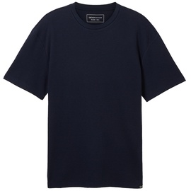 TOM TAILOR T-Shirt mit Waffel-Strutkur und Rundhalsausschnitt, Gr. M