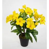 Seidenblumen Roß Hibiskus 40cm gelb im Topf ZF künstliche