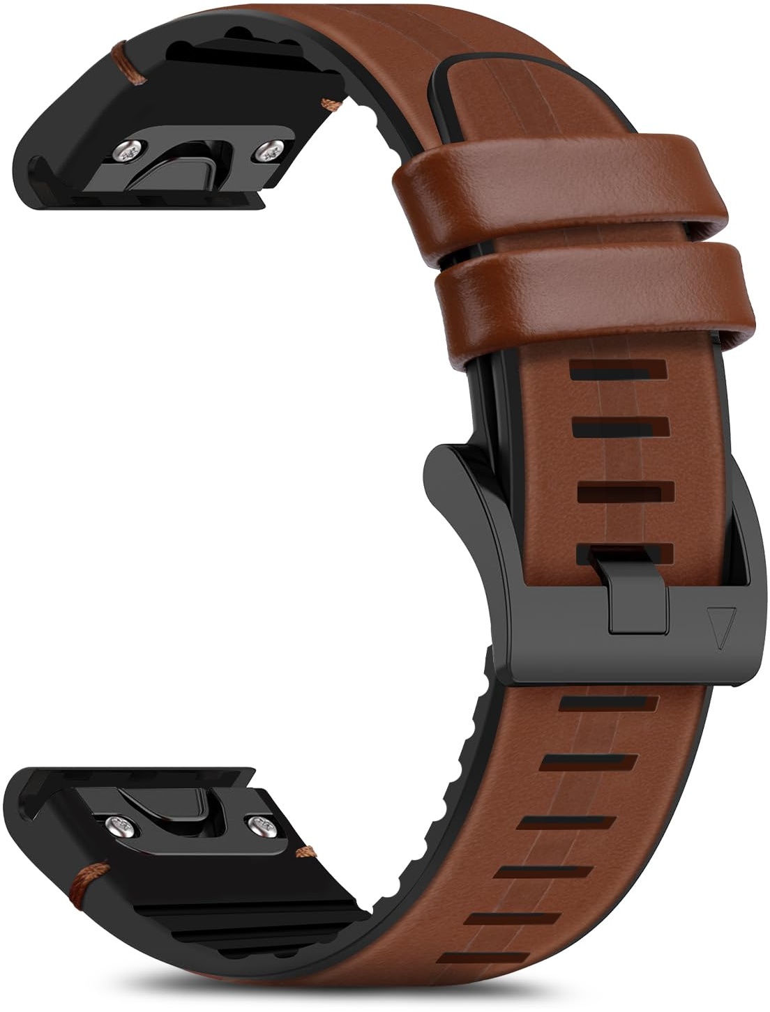 RoYiio Echte Leder Armband für Garmin QuickFit 22mm, Weich und Bequem, Silikon ErsatzArmband Kompatibel mit Garmin Fenix Quatix 6X 7X Pro MARQ Approach S62 S60 - Braun