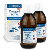 NORSAN Premium Omega 3 Fischöl Total Zitrone Online hochdosiert 2er Pack (2x 200 ml) / 2.000mg Omega 3 pro Portion/Omega 3 Öl mit EPA & DHA/Omega 3 Premium Öl mit 800 IE Vitamin D3