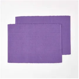 Homescapes Platzsets Tischsets 2 Stk lila im 2er-Set – 100% Baumwolle, Platzdecken 2er Set pflegeleicht und waschbar