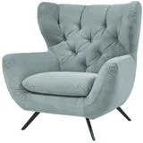 Candy 3C Candy Sessel Beatrice Ohrensessel mit Knopfheftung im Rücken, bequemer Retro Solitärsessel auch in Cord und Fellimitat blau
