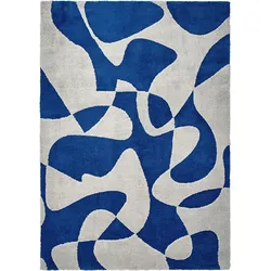 Teppich "Liven, Hoch-Tief-Struktur Teppiche, modernes Muster, moderne Farben" Gr. 1, blau (blau, grau), B:60cm H:23mm L:90cm, Kunstfaser, GUIDO MARIA KRETSCHMER HOME & LIVING, Teppiche, sehr weich, organisches Muster, Wohnzimmer, Schlafzimmer, Esszimmer