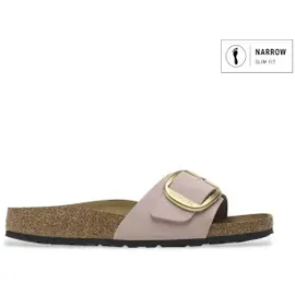 Birkenstock für Damen. 1027056 Leder-Sandalen Madrid Big Buckle (Schmale Passform) rosa (37), Wohnung, Keine, Lässig