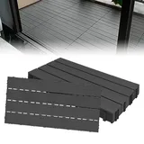 Froadp 6 Stück WPC Terrassenfliesen Fliesen 30x60 cm, Balkonboden Fliesen, Klickfliesen mit Holzoptik, Wasserfest & Wetterfes, Balkonfliesent für Garten, Terrasse, Gesamt ca. 1m2, Anthrazit