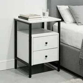 Relaxdays Nachtschrank 2 Schubladen 61 x 40 x 40 cm Weiß/Schwarz