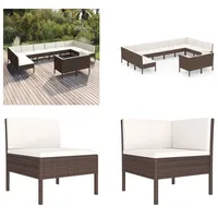 vidaXL 12 tlg. Garten Lounge Set mit Auflagen Poly Rattan Braun - Garten-Sofagarnitur - Garten-Sofagarnituren - Gartensofa-Set - Gartensofa-Sets - Braun