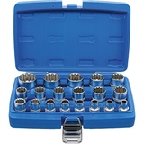 BGS Steckschlüssel-Einsatz-Satz Gear Lock | 19-tlg. | 12,5 mm (1/2") | E-Profil / Zollgrößen | CV-Stahl