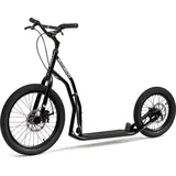 Yedoo Mezeq Roller Scooter Tretroller / Dogscooter - für Erwachsene und Teenager, bis 150 kg, mit Luftreifen 20/16, Scheibenbremsen und verstellbarem Lenker, Schwarz - Schwarz