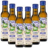 6x 250ml dm Bio Leinöl, kaltgepresst Glutenfrei Laktosefrei, Ohne Aromastoffe Öl