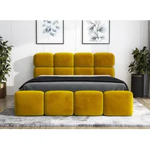 mebloland Polsterbett MONAKO 140 x 200 mit Matratze und Bettkasten. Farbe: Gold - Gold