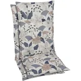 Sesselauflagenset, Blau, Beige, Textil, 2-teilig, Floral, Füllung: Schaumstoff, Vlies, 50x6x120 cm, Oeko-Tex® Standard 100, pflegeleicht, hochwertige Qualität, langlebig, für den Außenbereich geeignet, mittels Bändern zu befestigen, Gurtband befestigen, Outdoor-Kissen, Gartenstuhlauflagen, Hochlehner-Auflagen