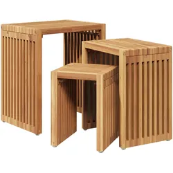 vidaXL Garten Nest von Beistelltischen 3 Stück Massivholz Teak