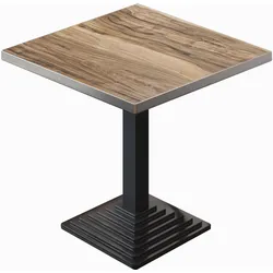 BPY | Bistro Tisch | 60 x 60 x 78,5 cm | Quadratisch | Edelstahl Rand | Sheesham / Schwarz