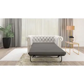 s-style möbel Chesterfield-Sofa Weiß Chesterfield Sofa 2-sitzer Lukas mit Schlaffunktion