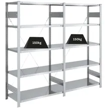 Proregal Schwerlastregal Silver Mamba Made In Germany HxBxT 200 x 200 x 50 cm 5 Ebenen Je 150 kg Fachlast Verzinkt