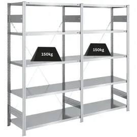 Proregal Schwerlastregal Silver Mamba Made In Germany HxBxT 200 x 200 x 50 cm 5 Ebenen Je 150 kg Fachlast Verzinkt